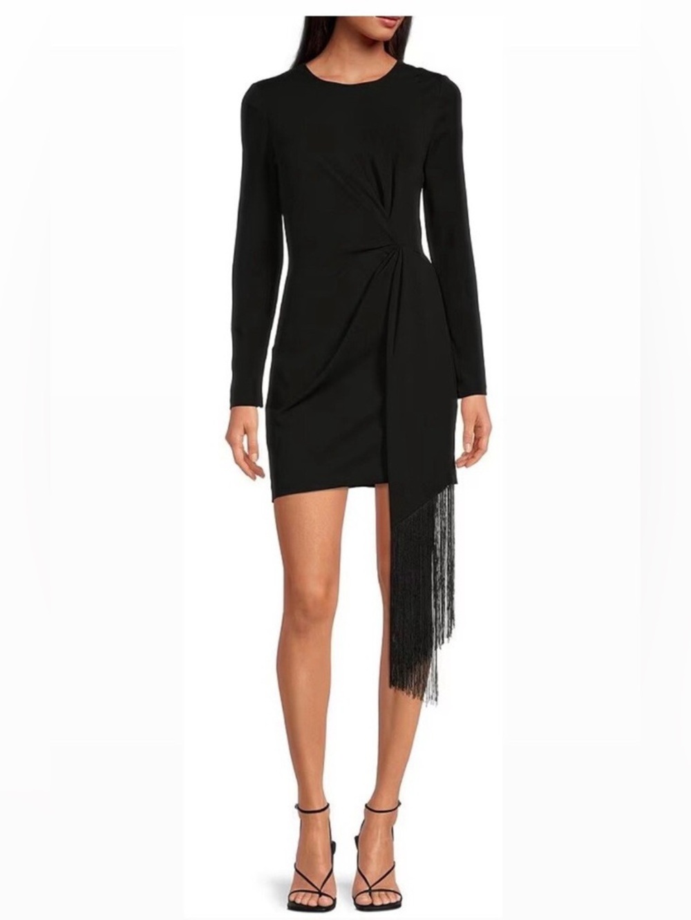 Belle Badgley Mischka Harley Crepe Fringe Dress New Size 8